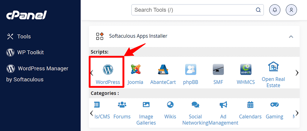 WordPress App in cPanel